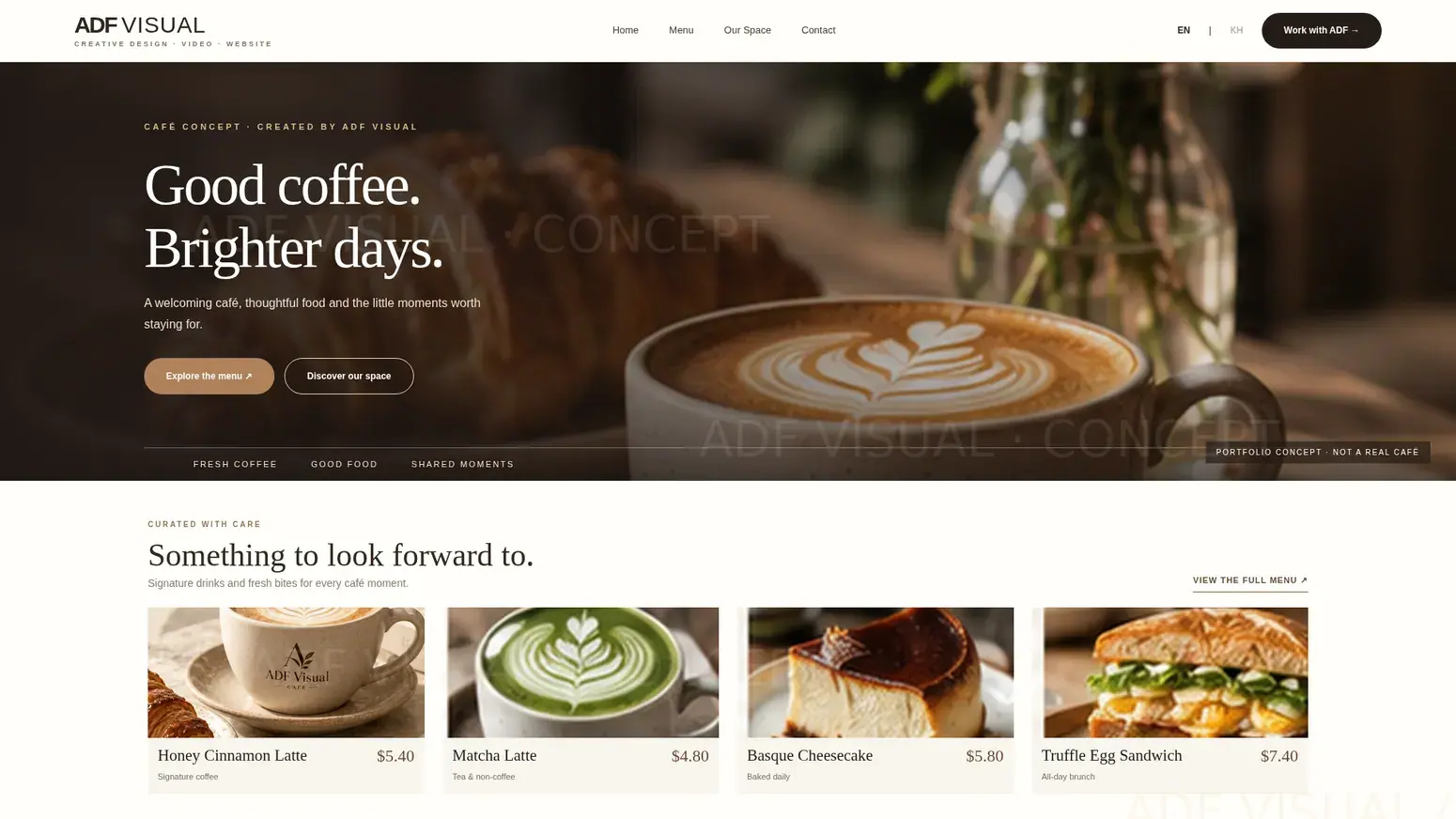 Cambodian cafe website design concept