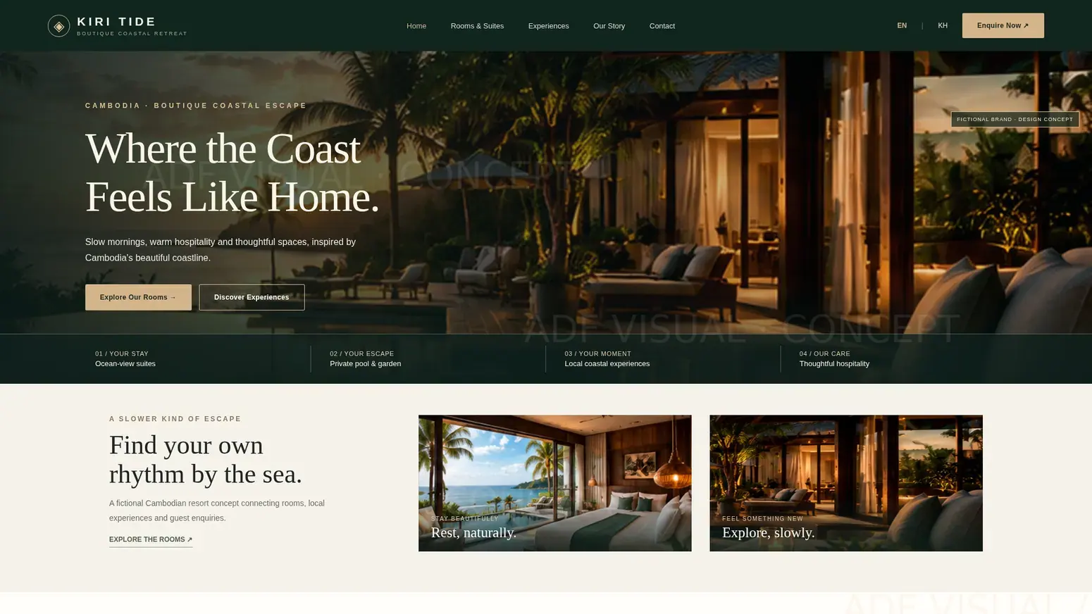 Cambodian hotel web design concept